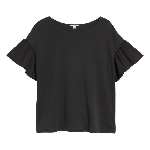 Halogen Flutter Sleeve Cotton Knit Top - Picture 4 of 8